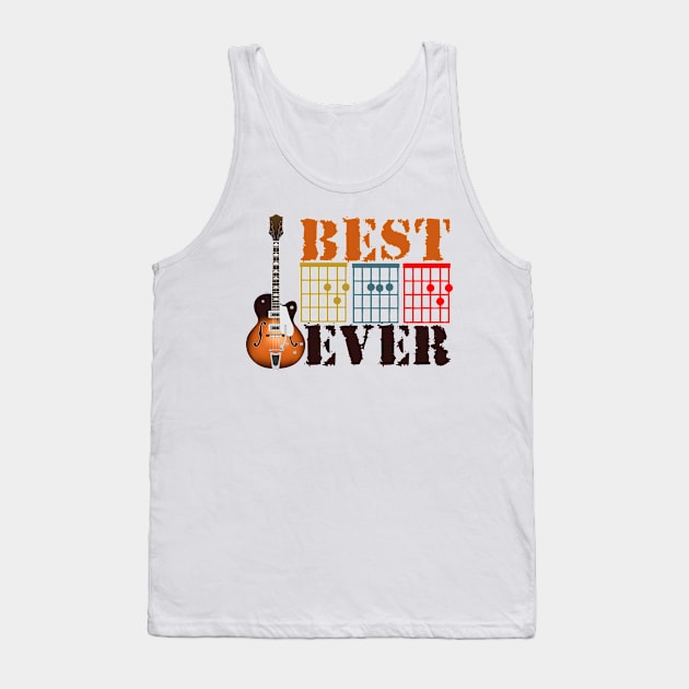 Vintage Guitarist Best Dad Ever Guitar Dad Chord Men Gift Tank Top by Twister